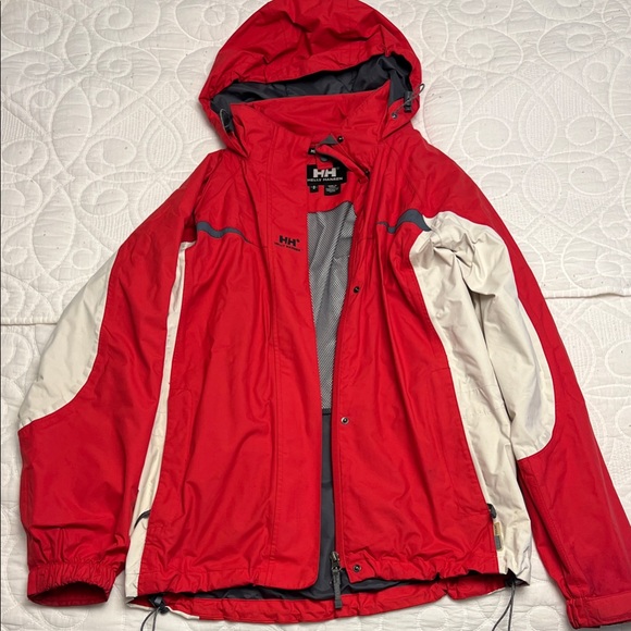 Helly Hansen Vibrant Red and Cream Rain Jacket - Picture 1 of 3